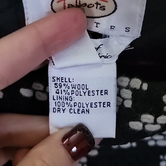 90s Vintage Black White Houndstooth Wool Blend Classic Knee Length Skirt Size 6 - Picture 3 of 5